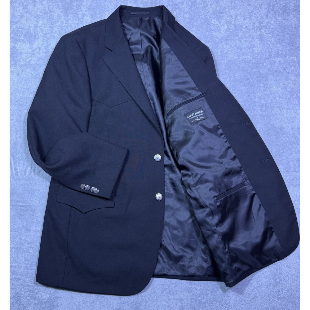 Cody James Blazer Mens 42R Black Western Sport Coat Wool Blend Concho Buttons